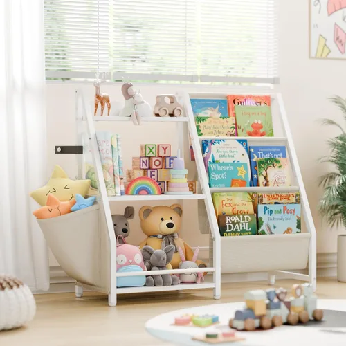 Miniatura 8 de LATIBELL Estantería infantil de 3 niveles y almacenamiento de juguetes, estante para libros para niños, estantería Montessori para niños pequeños