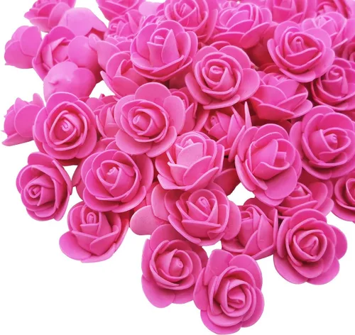 D-Seven Flores artificiales, 100 unidades, mini rosas de espuma para manualidades, ramos de boda, centros de mesa de baby shower, arreglos florales,