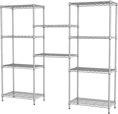 Miniatura 8 de SINGAYE Estantería de Alambre Ajustable Estantes de Almacenamiento Unidades de Pie para Cocina Armario Lavandería Baño Organizadores Despensa de Gris