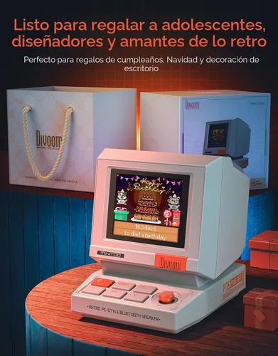 Miniatura 8 de Divoom MiniToo Retro Altavoz de Computadora de Estilo PC, Pantalla de Pixeles Inteligente con Caras Personalizadas, Bluetooth y Audio USB, Reloj