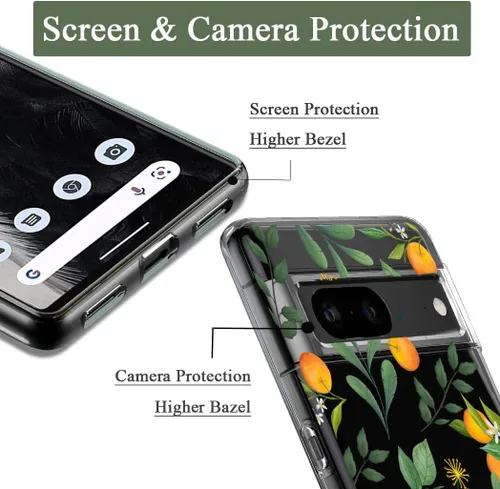 Miniatura 2 de Unov - Funda compatible con Pixel 7, diseño transparente de TPU suave, absorción de impactos, delgada, patrón labrado, cubierta protectora trasera