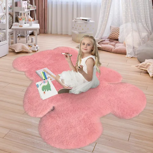 Miniatura 28 de Alfombra de pelo de oveja sintética de 2 pies, suave y esponjosa, bonita alfombra de felpa para guardería, habitación de niños y niñas, decoración