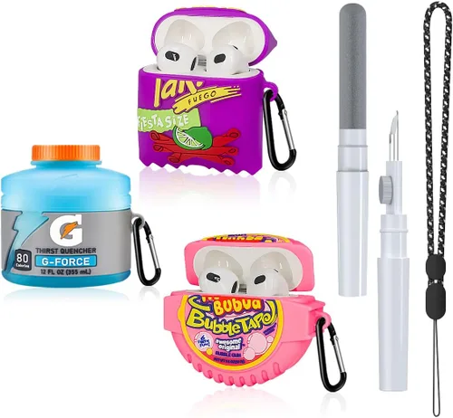 Linda funda para Airpods 3, paquete de 3, funda de silicona Kawaii de dibujos animados 3D para Airpods de 3ª generación, diseño divertido de