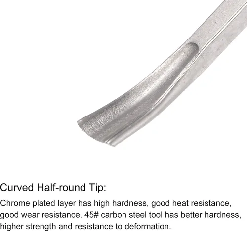 Miniatura 3 de uxcell Cuchillo para tallar cinceles de madera, 0.394 in cromado 45 # acero al carbono curvada punta media redonda herramienta de mano