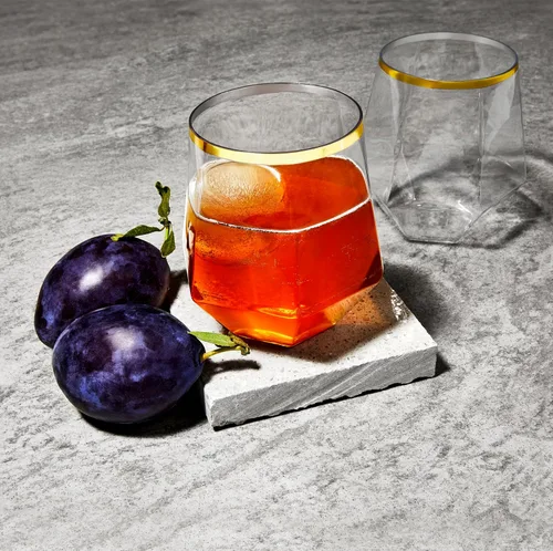 Miniatura 2 de Kitchen Lux Paquete de 40 copas de vino de plástico con diamantes desechables, copas de oro, copas de vino, copas de cóctel, vasos de plástico