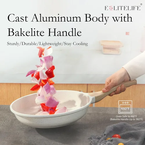 Miniatura 5 de ESLITE LIFE Juego de sartenes antiadherentes de cerámica, no tóxicas para tortilla de huevo, sartenes de cocina compatibles con todas las estufas