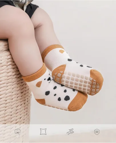 Miniatura 8 de Calcetines para bebé, antideslizantes, mezcla de algodón, elásticos, unisex para niños y niñas, de 0 a 5 años (paquete de 2 pares)
