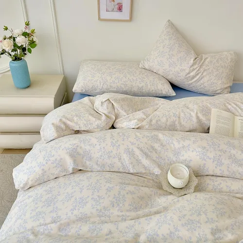 Miniatura 29 de AOJIM Blue & Brown Striped Duvet Cover Set Twin Size 100% Washed Cotton Stripe Bedding Set 3-Piece, Soft Zipper Comforter Cover and 2 Pillowcases
