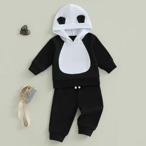 Miniatura 169 de Conjunto de ropa de otoño e invierno para bebé y niño, sudadera larga con capucha y pantalones para niños pequeños, 6, 12, 18, 24 meses, 2T