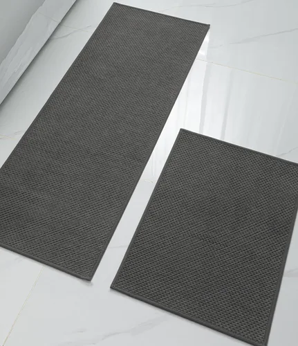 Miniatura 28 de YIHOUSE Juego de 2 tapetes de baño ultrafinos de secado rápido, tapete de baño absorbente para baño, antideslizante, lavable a máquina (beige)