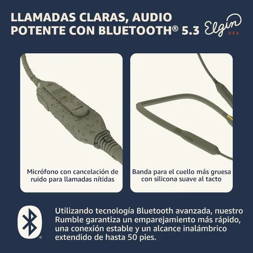 Miniatura 6 de Elgin Rumble Gen 2 Auriculares Bluetooth, reducción de ruido de 31 dB con puntas Fusion, tapones inalámbricos impermeables IP67, protección auditiva