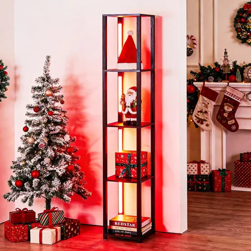 Miniatura 9 de RGBCW - Lámpara de pie LED inteligente y moderna con sincronización de música, lámpara de estante de esquina que cambia de color, lámpara de pie