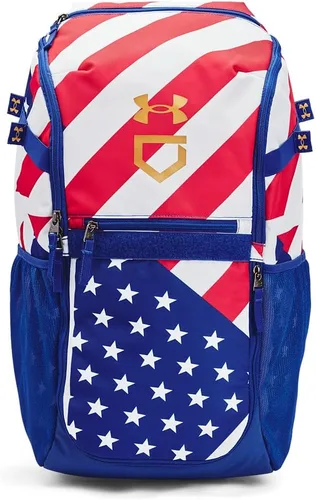 Miniatura 16 de Under Armour Mochila de béisbol para adulto unisex Utility con estampado, Tamaño único (412) Azul marino medianoche/ Oro metálico