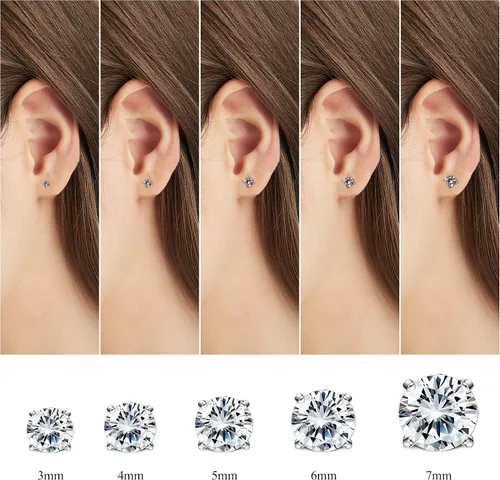 Miniatura 5 de LOYALLOOK - Juego de 12 pares de pendientes de acero inoxidable de 0.71oz con circonita cúbica para mujer