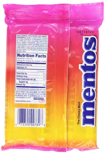 Miniatura 7 de Mentos Rollo de caramelo de menta masticable con sabores de frutas arcoíris (14 piezas) y rollo de caramelo de menta masticable Mentos sabores