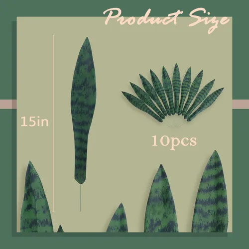 Miniatura 2 de summer flower Juego de 10 plantas de serpiente falsas de 15 pulgadas, pequeñas hojas artificiales de Sansevieria, tallos de plantas de serpiente