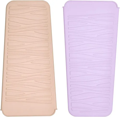 Miniatura 30 de Alfombrilla de viaje de silicona resistente al calor para plancha de pelo (1 paquete, rosa malva, 11 x 5.3 pulgadas)