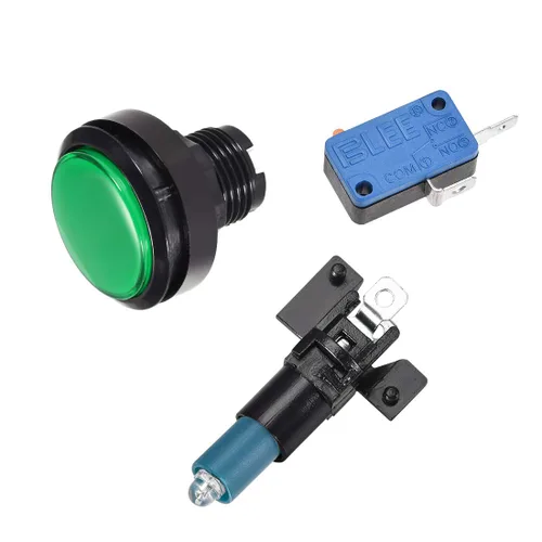 Miniatura 3 de uxcell Botón pulsador de juego 1.811 in redondo 12V LED iluminado interruptor de botón con micro interruptor para videojuegos arcade azul 2 unids