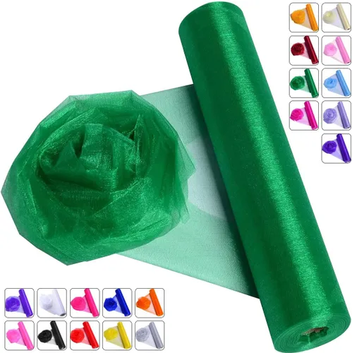 Miniatura 15 de Tela de Organza de Cristal Tul - 16" por 50 Yardas Tela Transparente para Decoración de Fiestas de Boda Despedida de Soltera Tutú Rollo de Malla