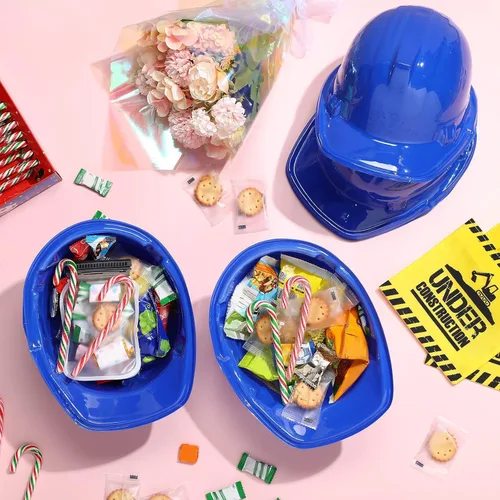 Miniatura 4 de Sumind Paquete de 48 sombreros de fiesta de construcción para niños, casco de plástico para trabajadores, juguete a granel para niños de 3 a 8 años