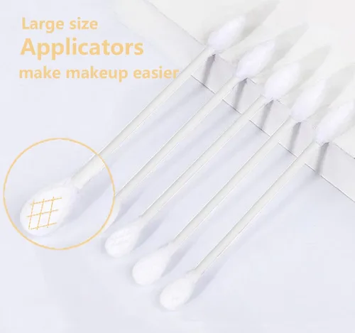 Miniatura 3 de Hisopos de algodón grueso con palo de papel con punta de precisión y aplanada, 375 piezas, excelentes herramientas de belleza para maquillaje eficaz
