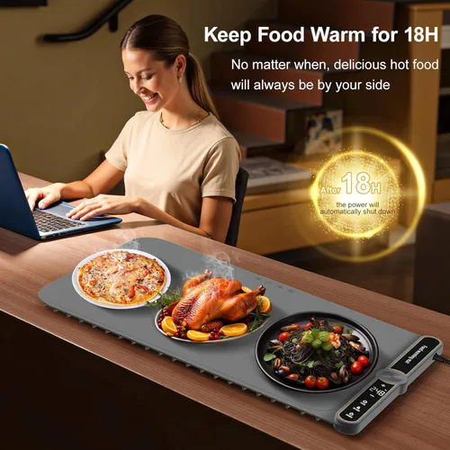 Miniatura 7 de Tapete de calentamiento extra grande para alimentos XXL: 40 x 15 pulgadas, calentadores electrónicos suaves de alimentos para fiestas, bufé