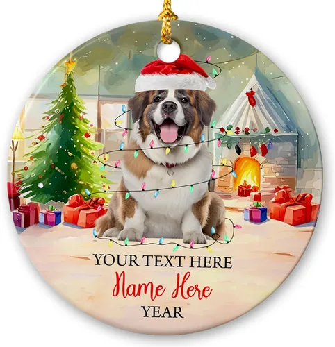 Miniatura 24 de Adorno de cerámica de Alaska Malamute de Feliz Navidad, decoración personalizada de Papá Noel, perro de Alaska Malamute nombre de perro, decoración