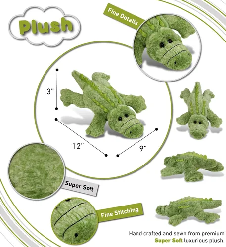 Miniatura 3 de DolliBu - Animal de peluche de cocodrilo, súper suave, juguete de peluche verde silvestre, regalo para niños y adultos, 12 pulgadas