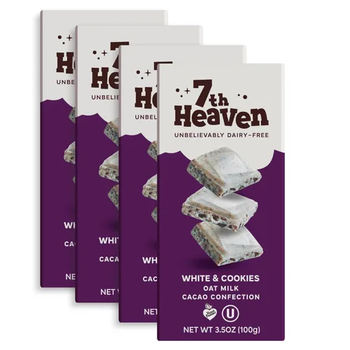 Miniatura 13 de 7th Heaven, Barras veganas de chocolate con leche de avena: crema de avellana (3.5 oz - paquete de 4), chocolate saludable, regalo perfecto de San