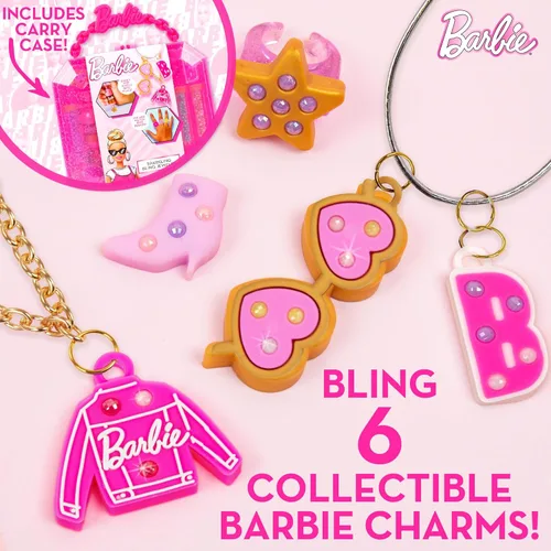 Miniatura 2 de Kit de fabricación de joyas brillantes de Barbie, estuche de almacenamiento, kit de fabricación de anillos, kit de fabricación de pulseras