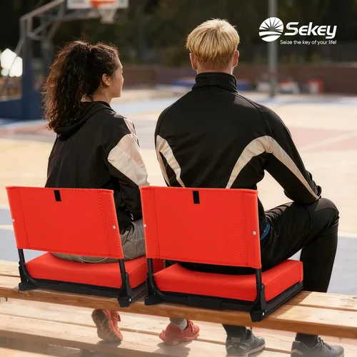 Miniatura 2 de Asientos de estadio con soporte de respaldo - Asiento de grada portátil acolchado con asa y correa para el hombro - Silla de grada de 46.7 cm