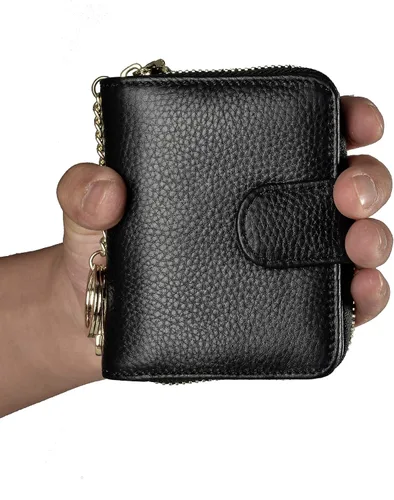 Miniatura 7 de Beurlike billetera de cuero, con tarjetero con bloqueo RFID, organizador, billetera segura para mujer