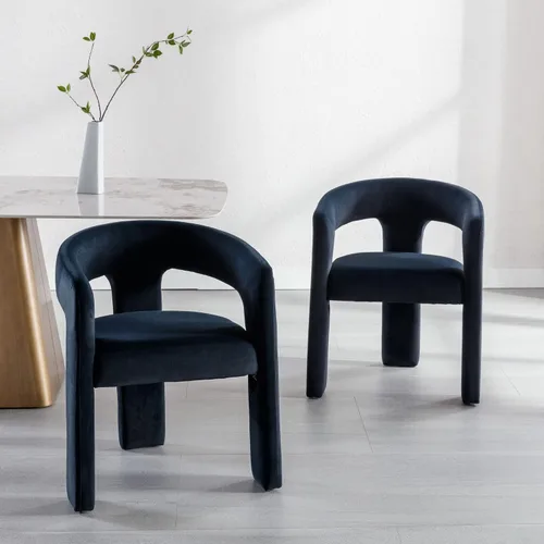 Miniatura 11 de BESTANO Sillas de comedor modernas tapizadas en terciopelo de vellón con respaldo abierto, lindas sillas laterales de barril, sillas de cocina