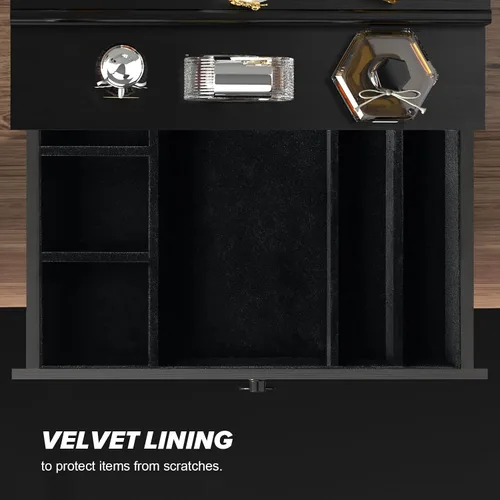 Miniatura 3 de Organizador de colonia upcessory para hombres, organizador de perfume de madera negra de 4 niveles con cajón forrado de fieltro y compartimento