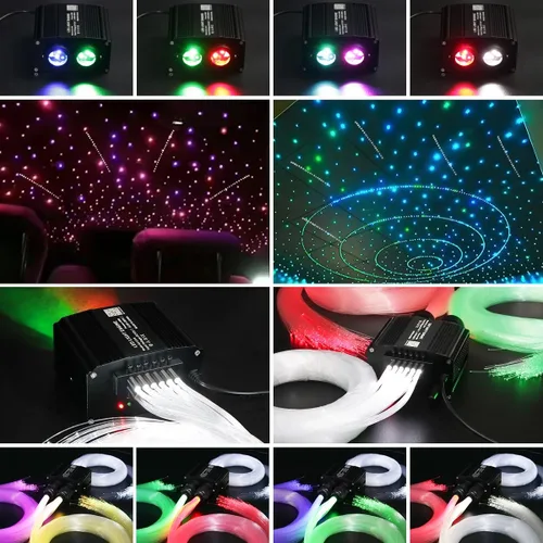 Miniatura 3 de AKEPO Luces de fibra óptica 2 en 1 centelleo+meteoro de 18 W, puertos de doble color con 1300 piezas+240 piezas de fibras meteor en 0.03 pulgadas