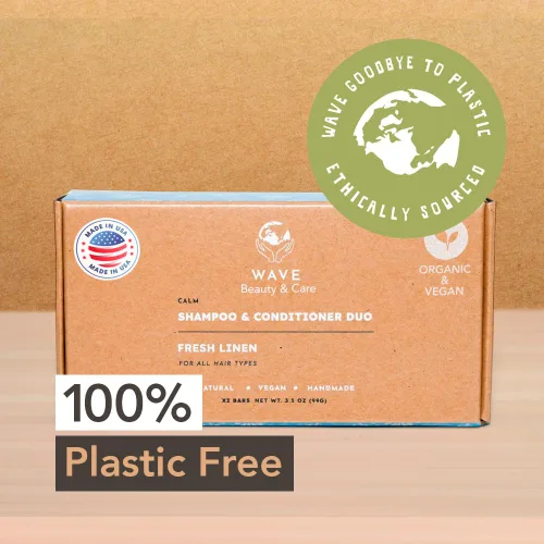 Miniatura 5 de Wave Fresh Linen - Juego de barra de champú y acondicionador - Barras de champú y acondicionador veganas hidratantes naturales y orgánicas