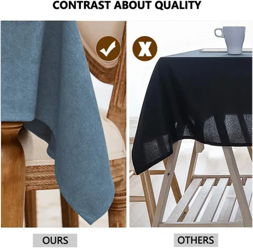 Miniatura 121 de Mantel para mesa rectangular de 55x71 pulgadas, de lino sintético, resistente a las arrugas e impermeable, color beige, para cocina, comedor