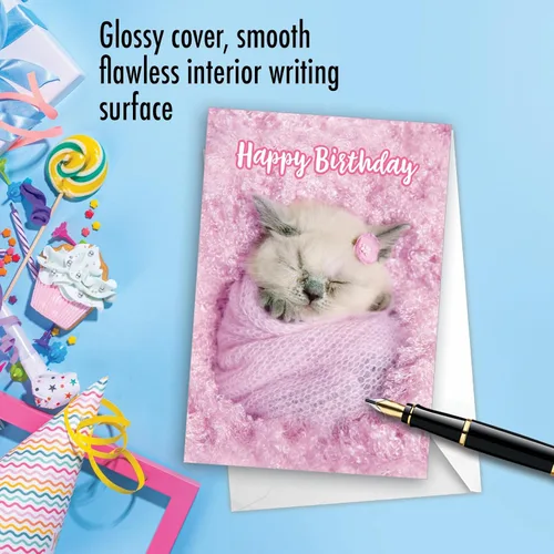 Miniatura 3 de The Best Card Company - Tarjeta de felicitación de cumpleaños de 1 gato con sobre - Papelería de gatito lindo, tarjeta de felicitación de cumpleaños