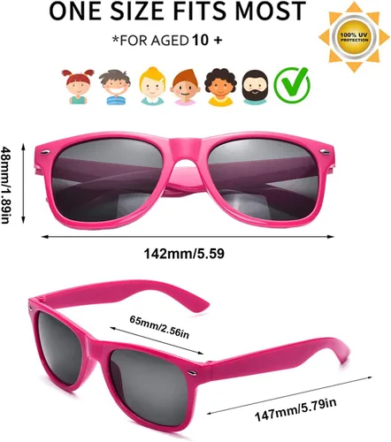 Miniatura 6 de Suministros para regalos de fiesta de colores neón Paquete de 8 gafas de sol unisex