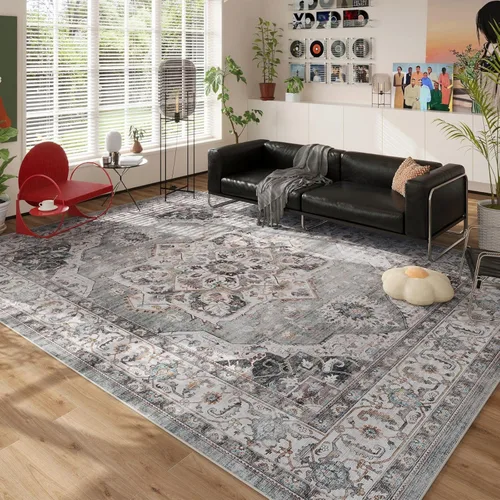 Miniatura 74 de Rugcomf Alfombra de pasillo de 2 x 6 pies, lavable, bohemio, suave, antideslizante, no desprende pelusa, lana sintética, estilo vintage para cocina