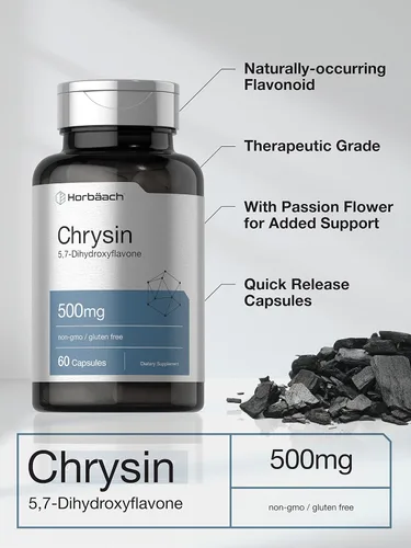 Miniatura 3 de Horbäach Suplemento de crisina 500 mg 60 cápsulas Extracto de flor de la pasión Suplemento sin OMG, sin gluten