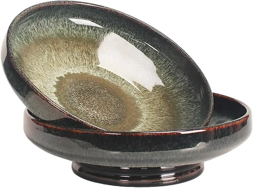 Tazón de sopa Plato de sopa grandes para pasta, 47 onzas, juego de 2, para servir, ensalada, cena, plato hondo/tazón ancho, microondas, horno, Negro