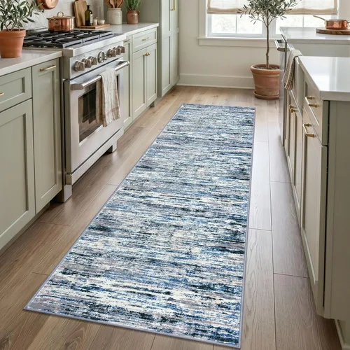 Miniatura 45 de Alfombra de pasillo moderna Lansny 2 x 6 pulgadas, alfombra de cocina lavable verde mostaza multicolor, alfombra antideslizante suave para pasillo