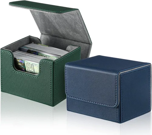 Miniatura 12 de Weewooday 2 cajas de cartas de cuero de gran tamaño para más de 100 cartas con funda para juego coleccionable, compatible con Mtg Tcg