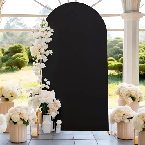 Miniatura 7 de Cubierta de Fondo de Arco Negro, Cubierta de Arco Ajustada de Spandex de 6 Pies para Arco de Boda Chiara Elástica de Arco de Fondo Redonda