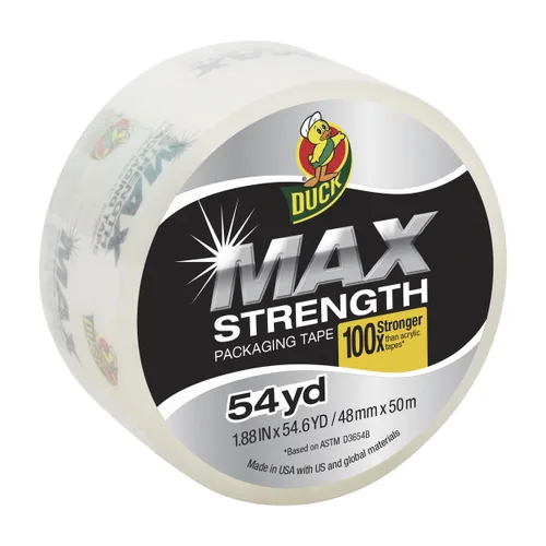 Duck Max Strength Recambio de Cinta de Embalaje Transparente - Cinta de Embalaje de Máxima Resistencia para Uso Pesado para Cajas de Envío y Mudanza