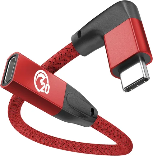 Miniatura 9 de UseBean Cable de extensión USB C en ángulo recto de 0.6 pies, 90 grados USB-C 3.2 Gen 2 20Gbps macho a hembra tipo C 4K cable extensor de video