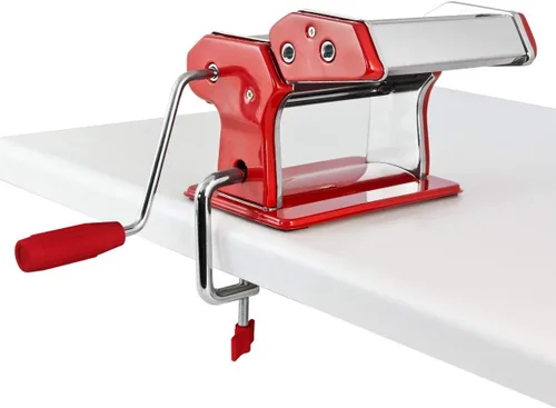 Miniatura 6 de Máquina manual de acero inoxidable para hacer pasta, con ajustes de grosor ajustables, perfecta para espaguetis y fettuccini caseros profesionales