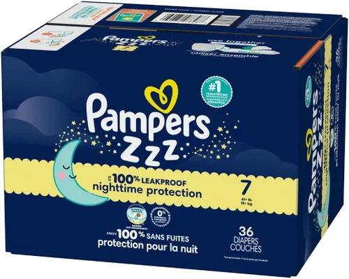 Miniatura 17 de Pampers ZZZ Pañales Nocturnos, Talla 7 (41+ libras), 36 Unidades, Protección Nocturna Pañales Desechables para Bebé, Protección Nocturna contra