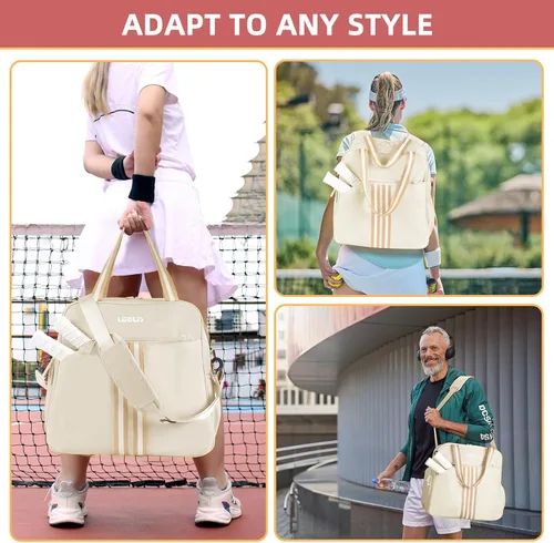 Miniatura 2 de Bolsa de Pickleball Mochila de Pickleball para Mujeres Bolsa de Equipamiento Deportivo con Compartimento para Zapatos Accesorio de Regalo 30L, Beige